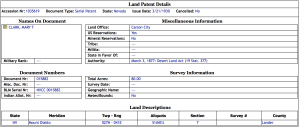 Mary T Clark Land Patent 1035619 Details