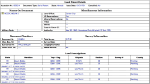 Melvin McCoy Land Patent 1050214 Details