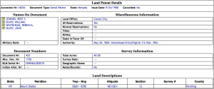 Rees Jenkins, SIlvay, Whitehead Land Patent 16034 Details